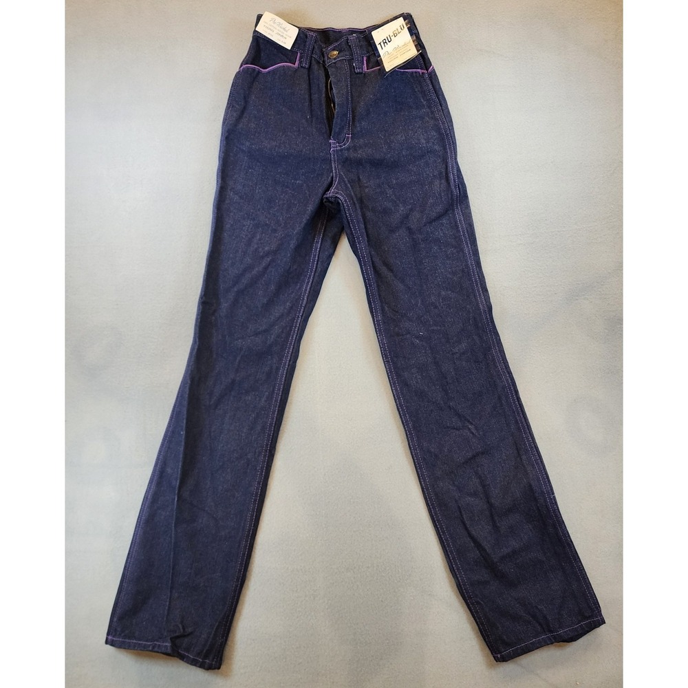 Vintage TRU-BLU‎ Eve De Paris Jeans NWT Deadstock 5/10 Purple Stitching READ